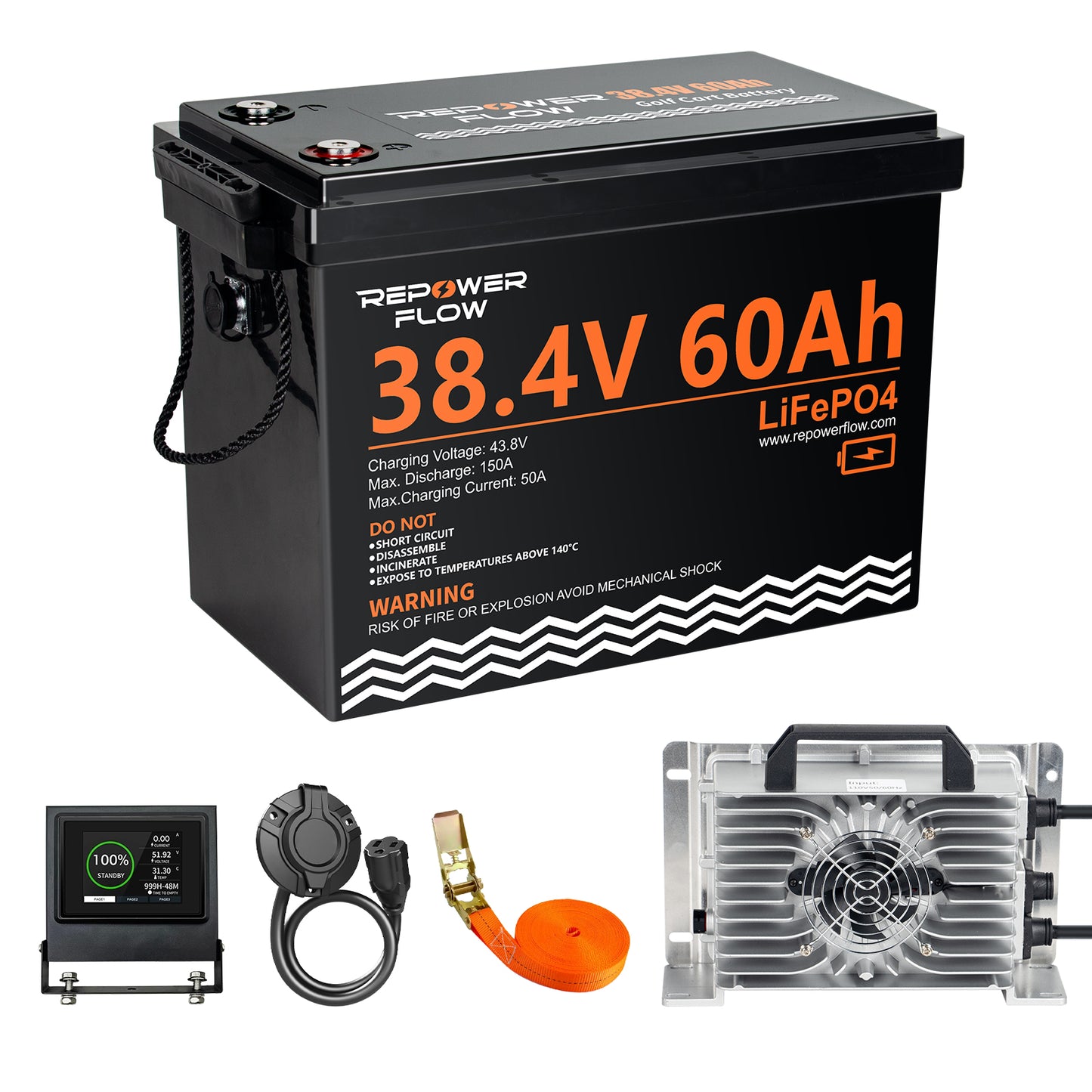 Repower Flow 36V 60Ah Lithium Golf Cart Battery with 20A Charger
