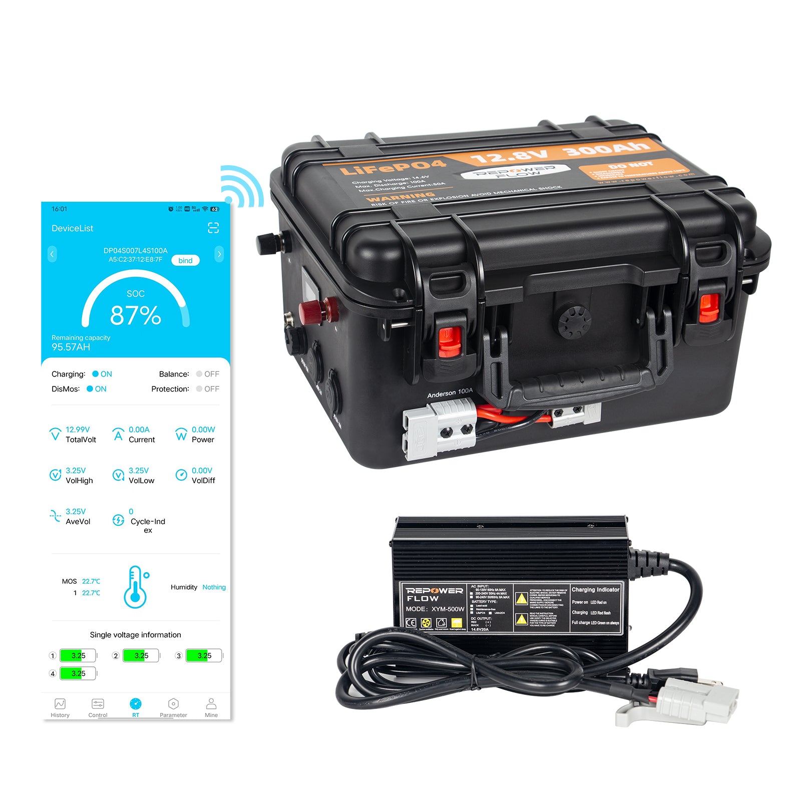 Repower Flow 12V 300Ah Bluetooth Lithium Battery