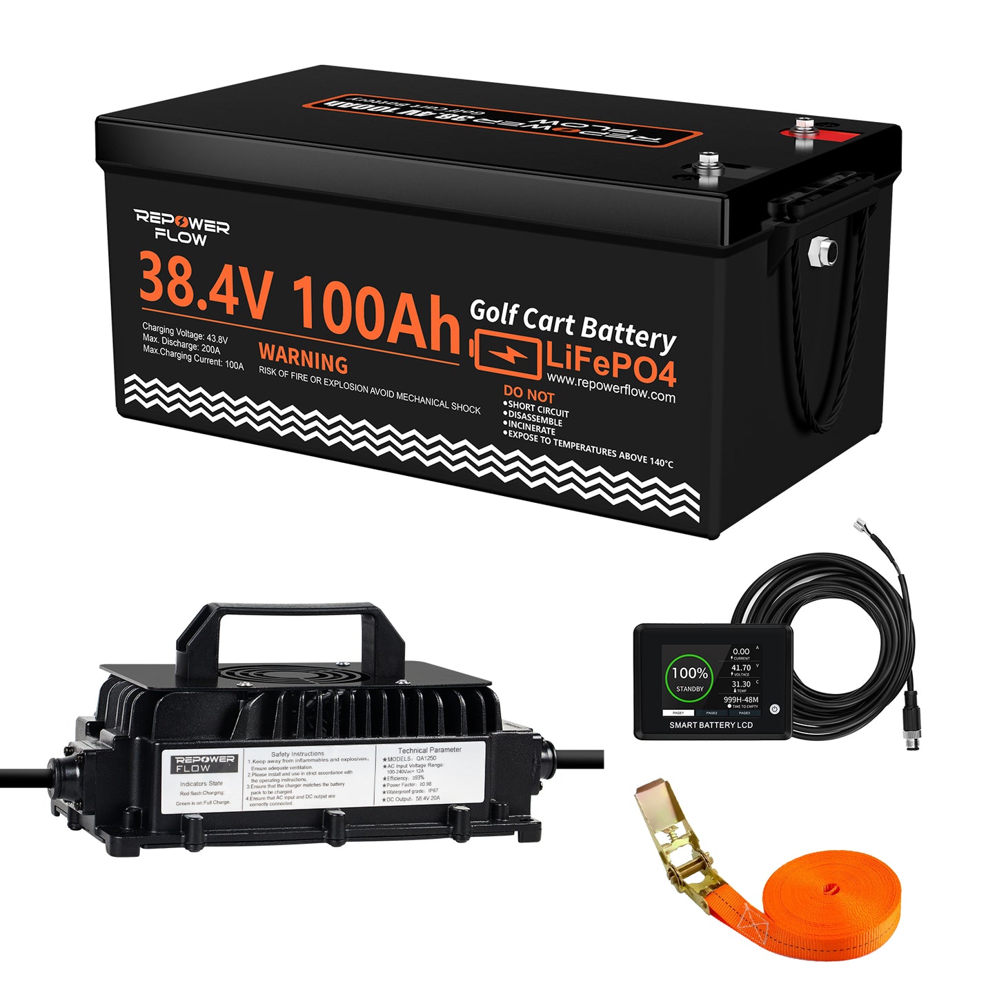 Repower Flow 36V 100Ah LiFePO4 Golf Cart Battery