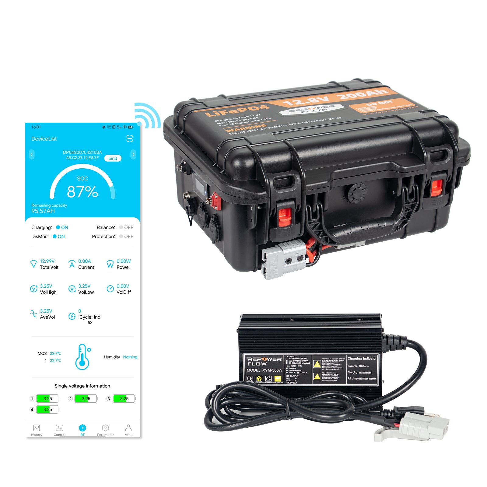 Repower Flow 12V 200Ah Bluetooth Lithium Battery