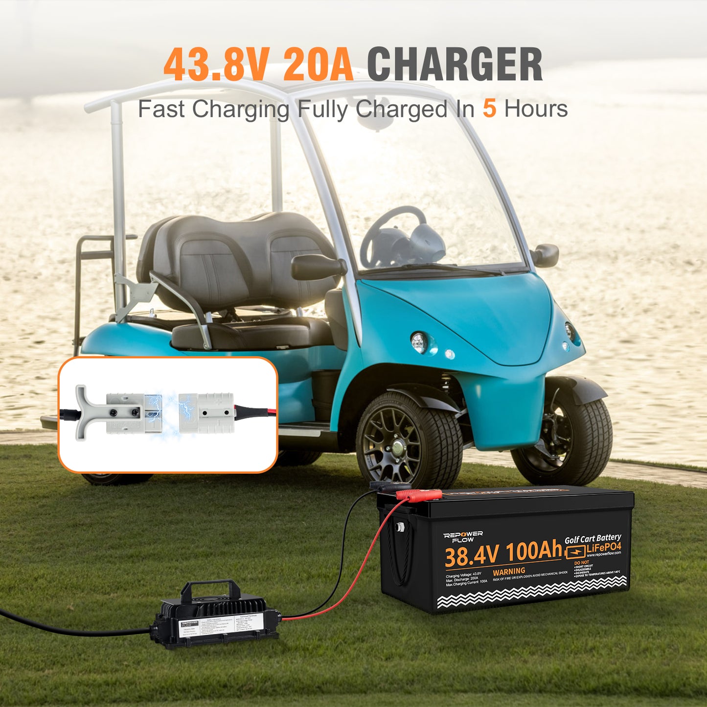 Repower Flow 36V 100Ah LiFePO4 Golf Cart Battery