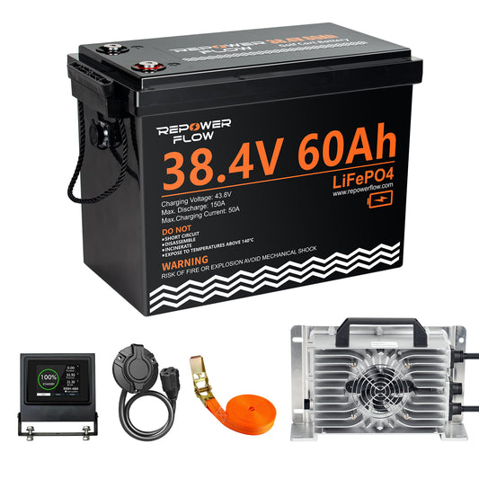 Repower Flow 36V 60Ah Lithium Golf Cart Battery with 20A Charger